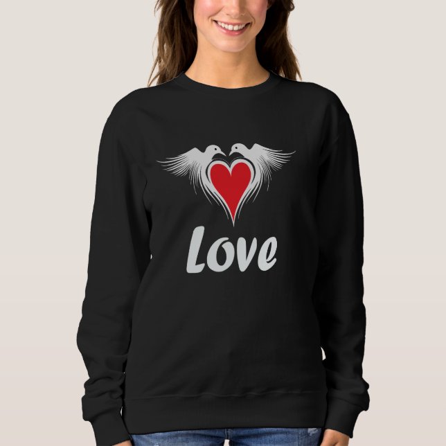 Valentine's Day Birds Form Heart Shape Husband Wif Sweatshirt (Front)