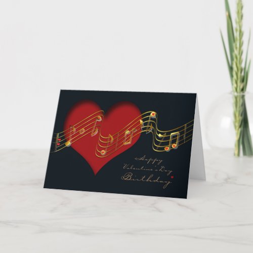 Valentines Day Birthday Card  Musical Notes