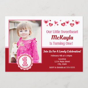 Valentine's Day Birthday Invitation 1st Birthday