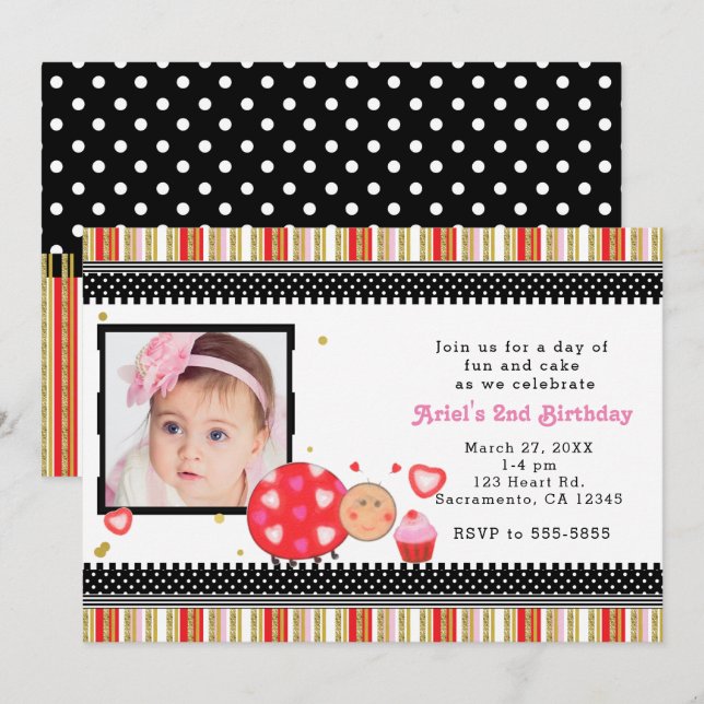 Valentines Day Birthday Party Photo Invitation (Front/Back)