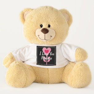 Valentines Day Black and Pink Floral Heart Teddy Bear