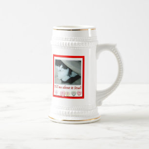 Valentine's Day Black and White Cat Beer Stein
