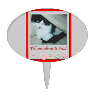 Valentine's Day Black and White Cat Cake Topper