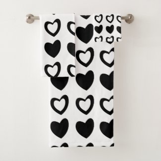 Valentines Day Black and White Hearts Pattern