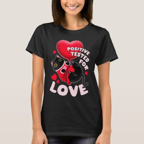 Valentine's day black cat with heart balloon T-Shirt