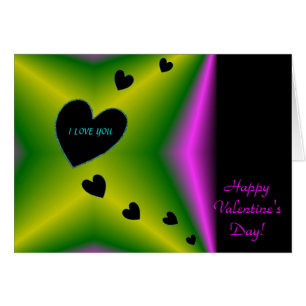 Valentine's Day - Black Heart on Rainbow Cards