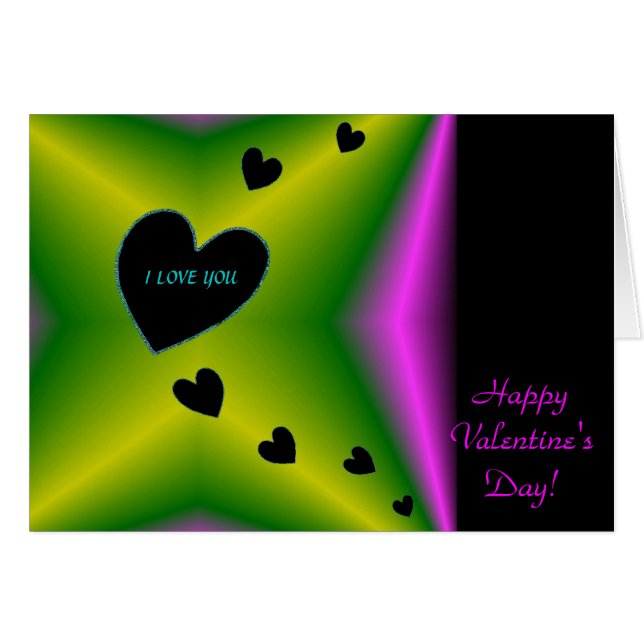 Valentine's Day  - Black Heart on Rainbow Cards (Front Horizontal)