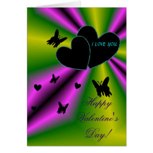 Valentine's Day  - Black Heart on Rainbow Cards