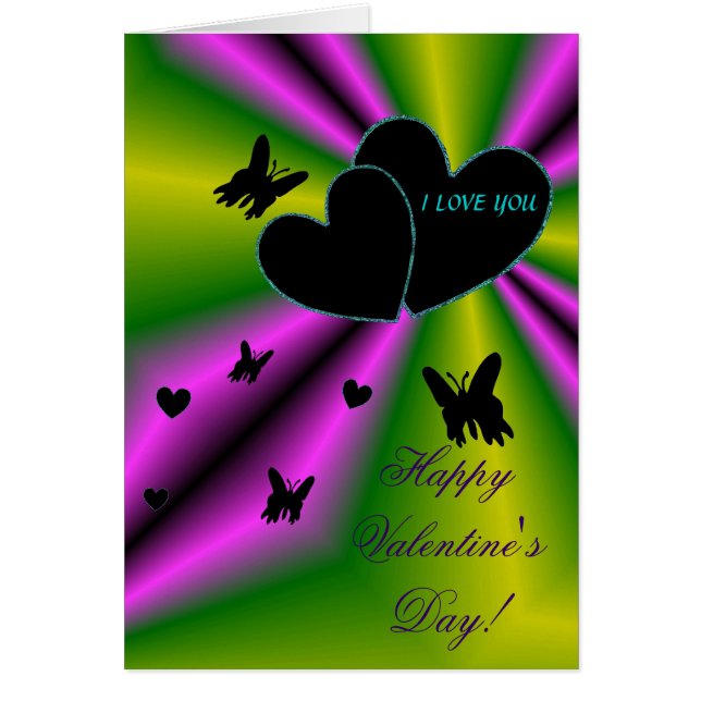 Valentine's Day  - Black Heart on Rainbow Cards (Front)