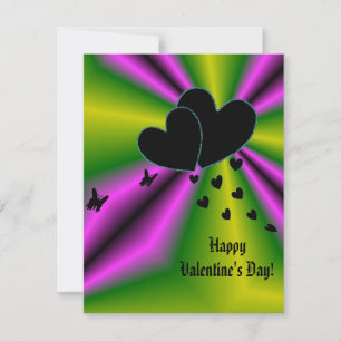 Valentine's Day - Black Heart on Rainbow Holiday Card