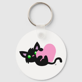Valentine's Day Black Kitty Keychain
