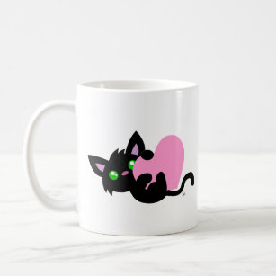 Valentine's Day Black Kitty Mug