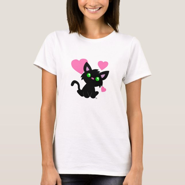 Valentine's Day Black Kitty White Shirts (Front)