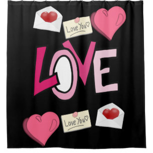 valentines day black love showercurtain shower curtain