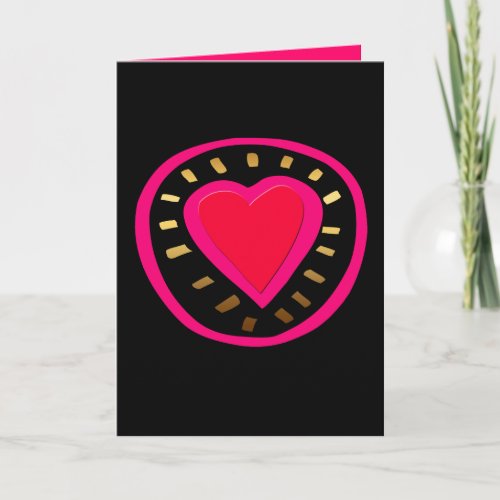 Valentines Day Black Modern Pink Heart Greeting Holiday Card