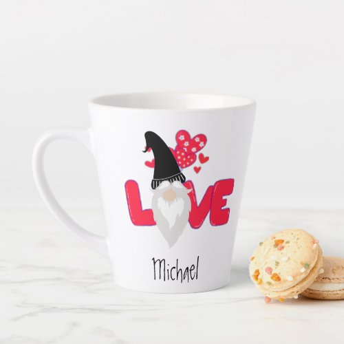  Valentines Day Black Red Love Gnome  Latte Mug