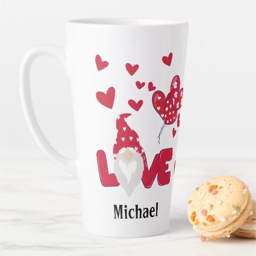  Valentines Day Black Red Love Gnome  Latte Mug