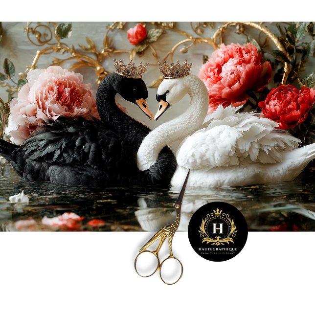 Valentines Day Black Swan Red Florals Decoupage Tissue Paper (Creator Uploaded)
