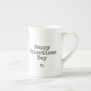 Valentines Day Black Typography Bone China Mug