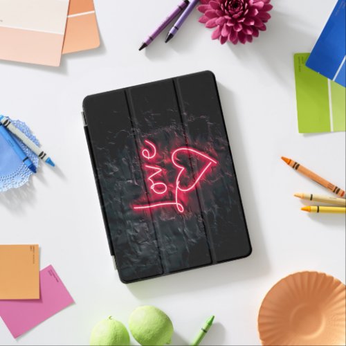 Valentines Day Black Wall and Love Neon Heart iPad Air Cover
