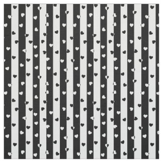 valentines day black white vertical stripes hearts fabric