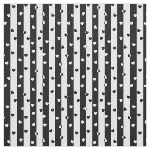 valentines day black white vertical stripes hearts fabric