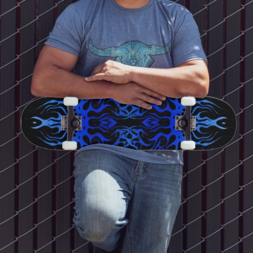 Valentines Day Blue Heart Tribal Tattoo Skateboard