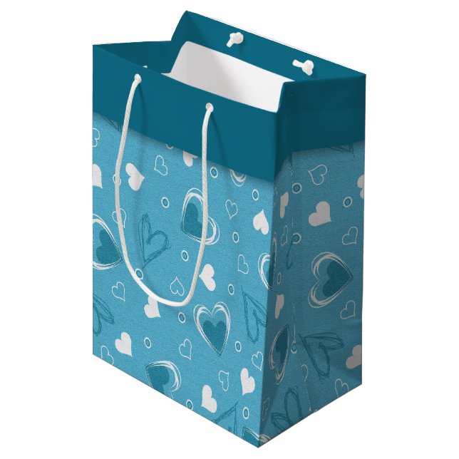 Valentine's Day Blue Hearts Medium Gift Bag (Front Angled)