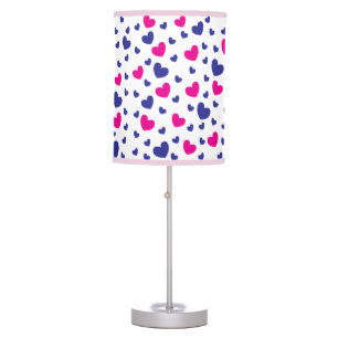 Valentines Day Blue Pink Hearts Valentines Day Table Lamp