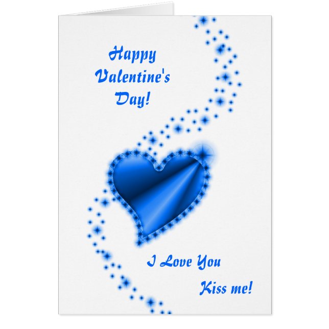 Valentine's Day  - blue Rainbow heart Cards (Front)