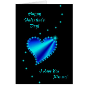 Valentine's Day  - Blue Rainbow heart on black Cards