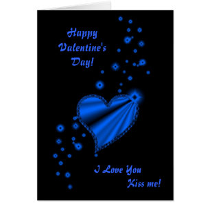 Valentine's Day - Blue Rainbow heart on black Cards