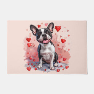 Valentines Day Boston Terrier Dog Doormat