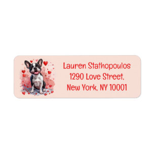 Valentines Day Boston Terrier Dog Label