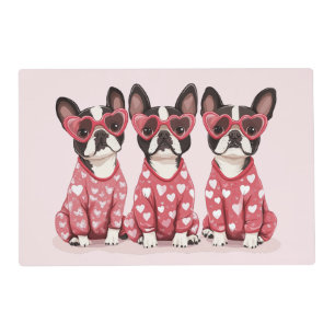 Valentines Day Boston Terrier Dogs Placemat
