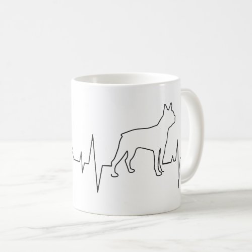 Valentines Day Boston Terrier Heartbeat Dog Lover Coffee Mug