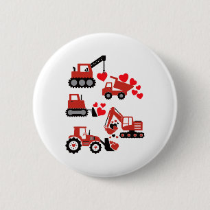 Valentines Day Boys Kids Toddler Construction Truc Button