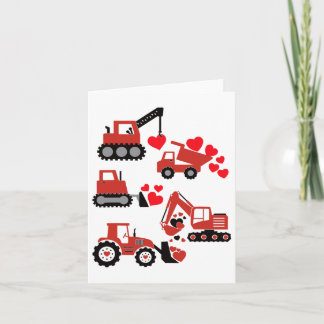 Valentines Day Boys Kids Toddler Construction Truc Card