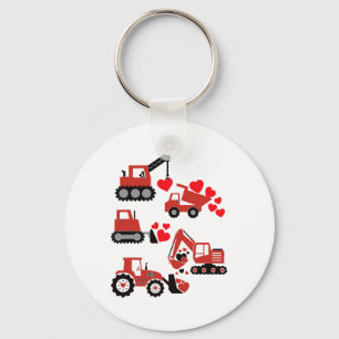 Valentines Day Boys Kids Toddler Construction Truc Keychain