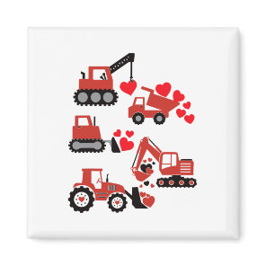 Valentines Day Boys Kids Toddler Construction Truc Magnet