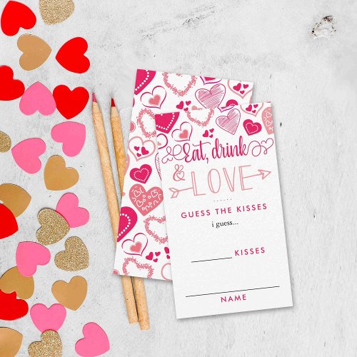 Valentines Day Bridal Shower How Many Kisses Game Enclosure Card