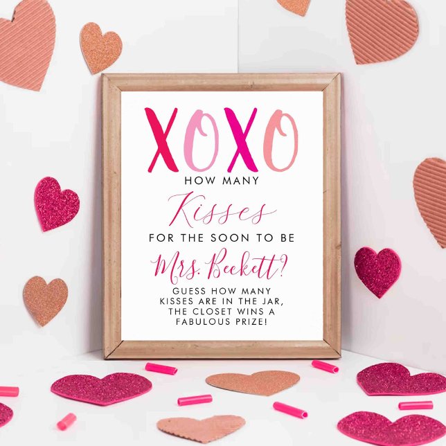 Valentine's Day Bridal Shower How Many Kisses Game Poster (Creator Uploaded)