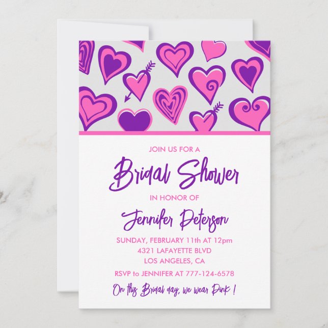 Valentines day bridal shower invitation Cute heart (Front)