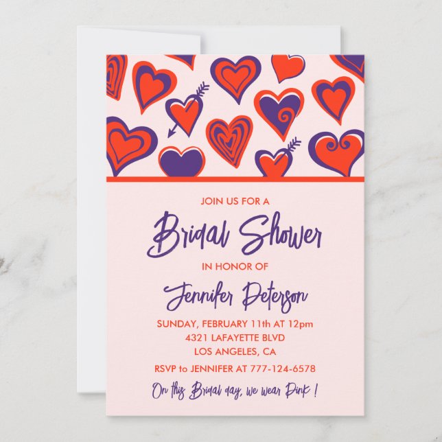 Valentines day bridal shower invitation Sweetheart (Front)