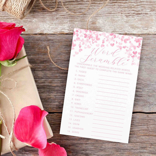 Valentines Day Bridal Shower Word Scramble Game