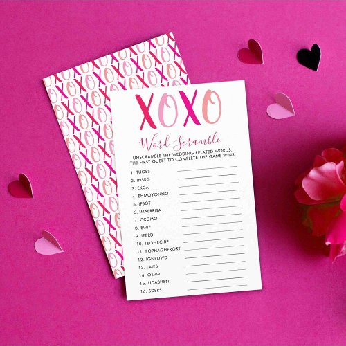 Valentines Day Bridal Shower Word Scramble Game