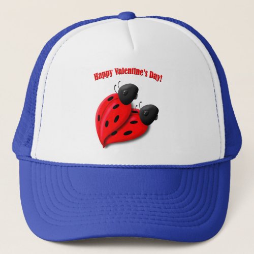 valentines day brightred ladybugs  wish  trucker hat