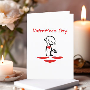 Valentine's Day Broken Heart Man Color Holiday Card
