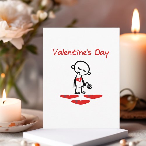 Valentines Day Broken Heart Man Color Postcard