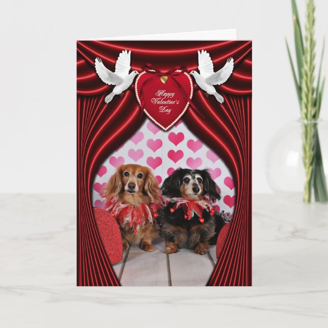 Valentine's Day - Brooklyn & Mandy - Dachshunds Holiday Card (Front)